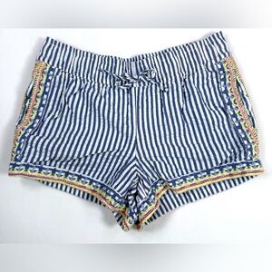 VINEYARD‎ VINES Girls Embroidered Stripe Shorts S Blue Tasseltrim Summer Boho